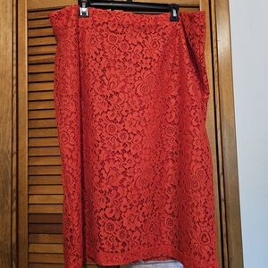 Halogen Red Lace Pencil Skirt
